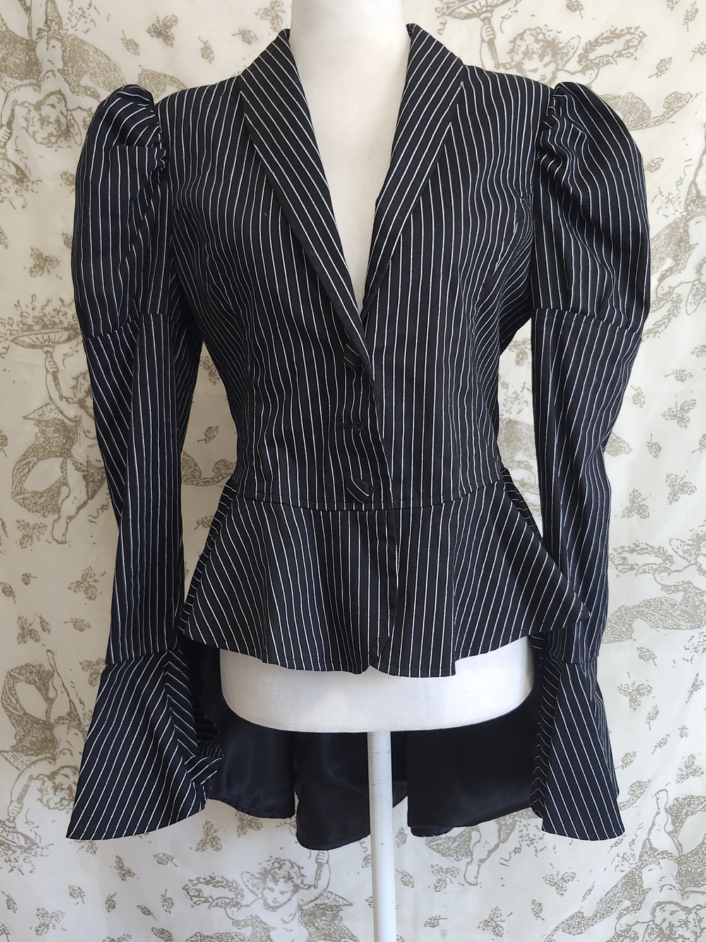 Black Pinstripe Peplum Jacket